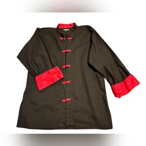 Century Uniform Black & Red Button-Up Kung Fu Jacket Size 5 Unform EUC